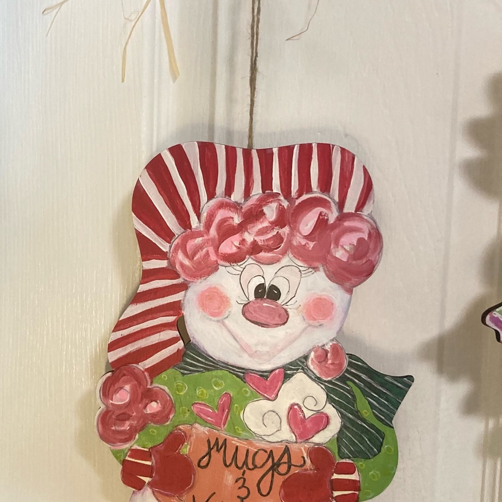 Cheerful Snowman Wall Decor - Red, Green, Pink